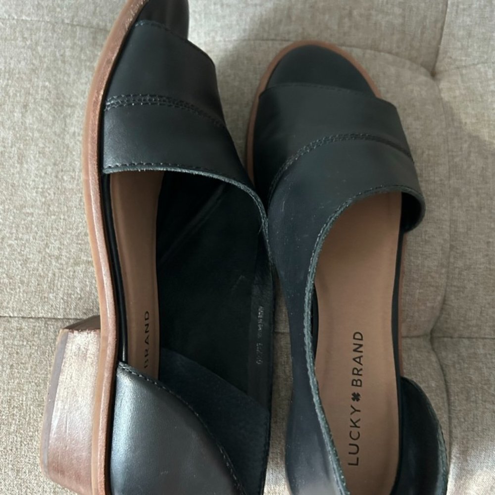 Lucky Brand Serkie Women's D'Orsay Black Low Heel Sandal